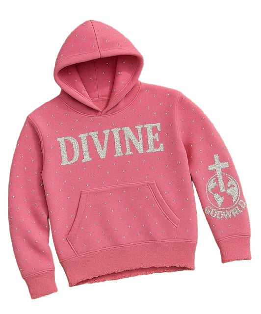 TSD "DIVINE" Light Pink Oversized Cropped Hoodie