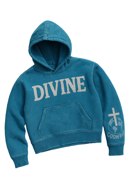 TSD "DIVINE" Sky Blue Oversized Cropped Hoodie