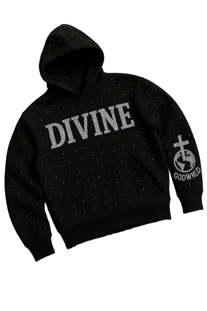 TSD "DIVINE" Jet Black Oversized Cropped Hoodie